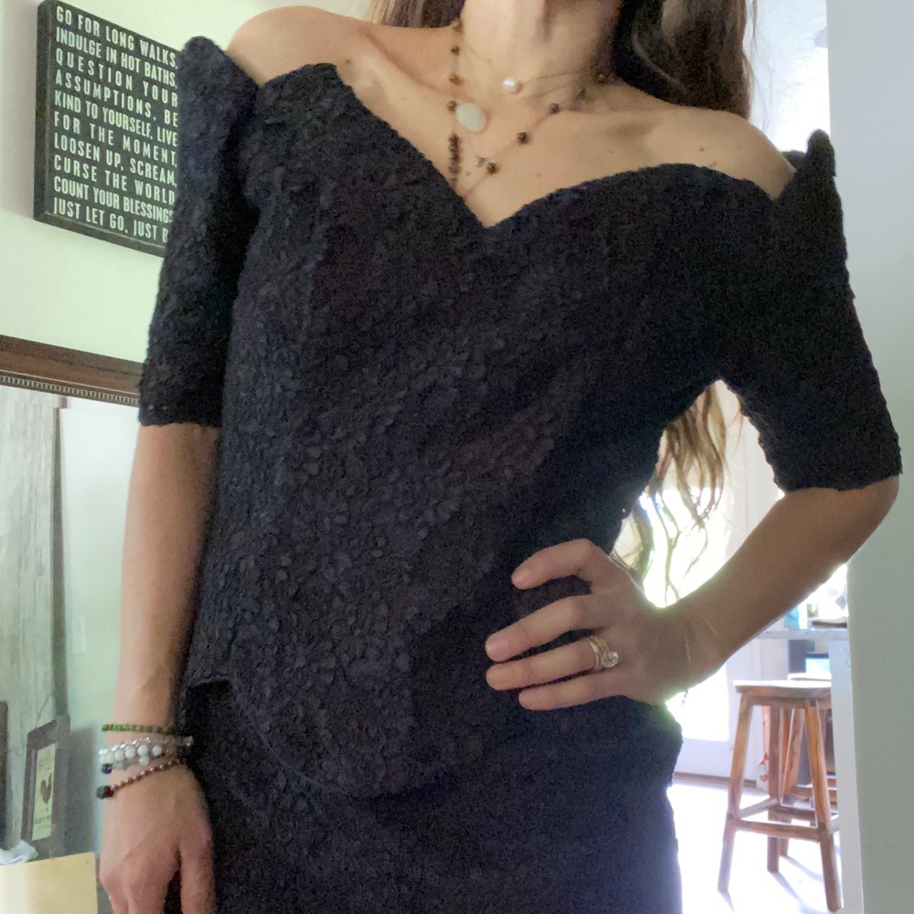 Jessica McClintock vintage black lace dress